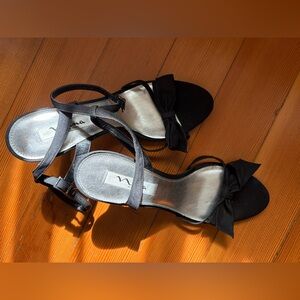 Nina Black Strappy Heels with Bow